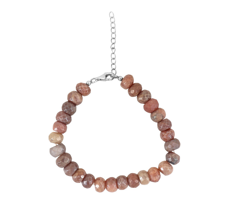Sterling Silver Chocolate Moonstone Beaded Bracelet — View 2