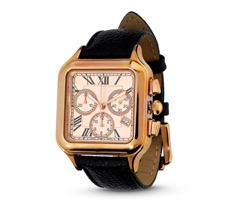 Bronzo Italia Chronograph Dial Leather Strap Watch — View 5