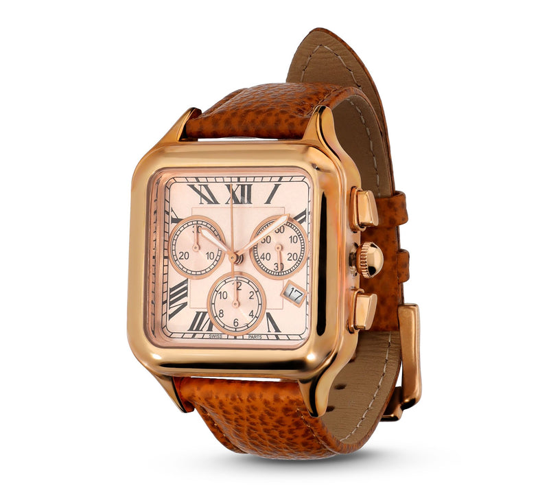 Bronzo Italia Chronograph Dial Leather Strap Watch — View 9