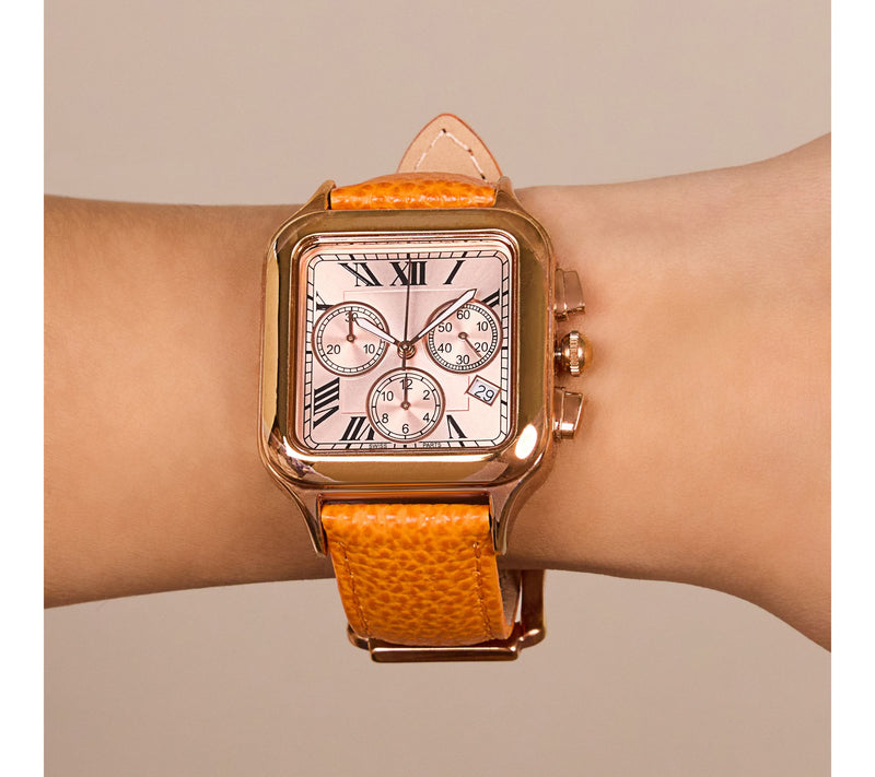 Bronzo Italia Chronograph Dial Leather Strap Watch — View 11
