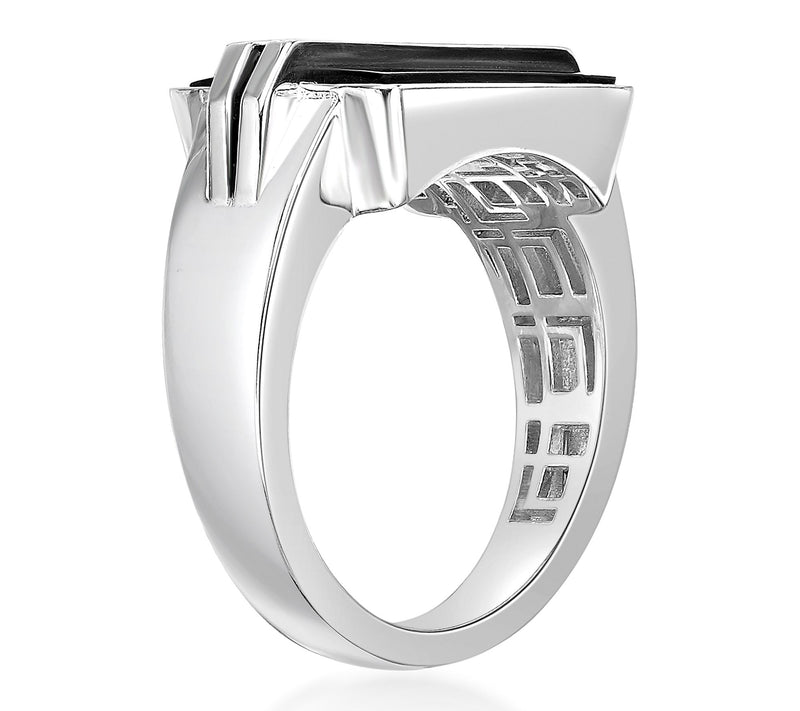 LYNX Men's Sterling Silver Onyx Signet Ring — View 3