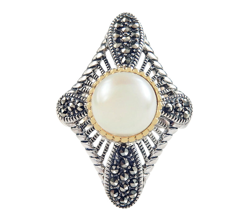 Suspicion Cultured Pearl & Marcasite Ring, Sterling Silver — View 5