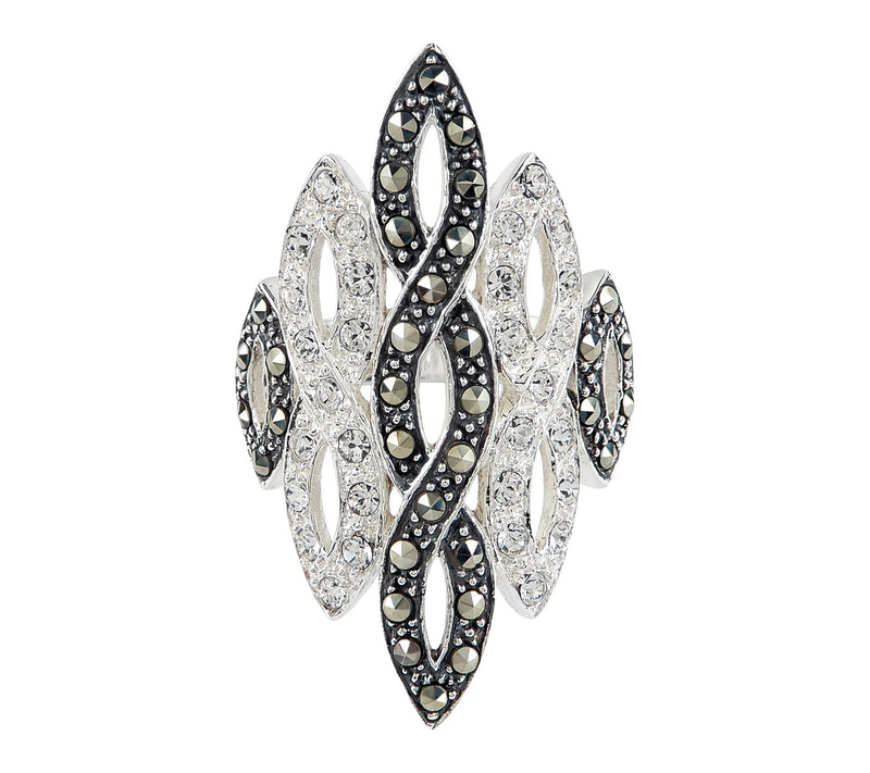 Suspicion Crystal & Marcasite Bypass Ring, Sterling Silver — View 5