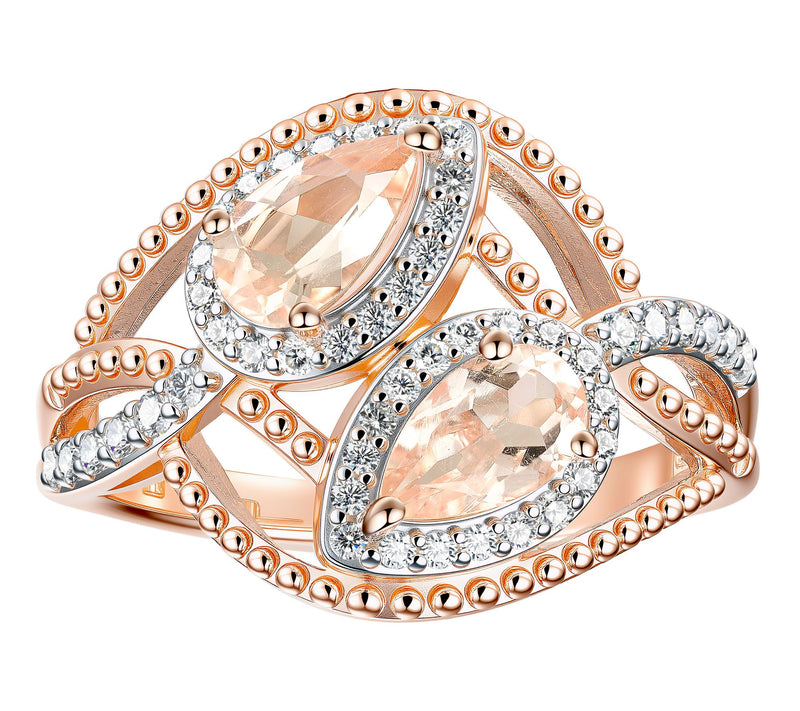 Affinity Gems Two-Tone Morganite Bypass Ring, Sterling Silver — Main view