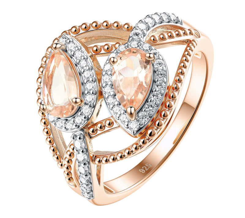 Affinity Gems Two-Tone Morganite Bypass Ring, Sterling Silver — View 2