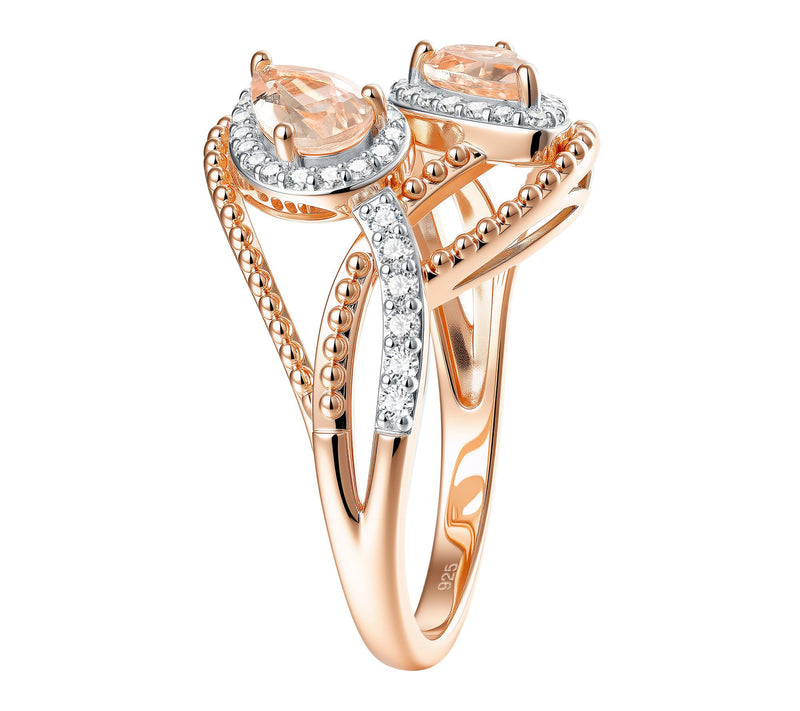 Affinity Gems Two-Tone Morganite Bypass Ring, Sterling Silver — View 3