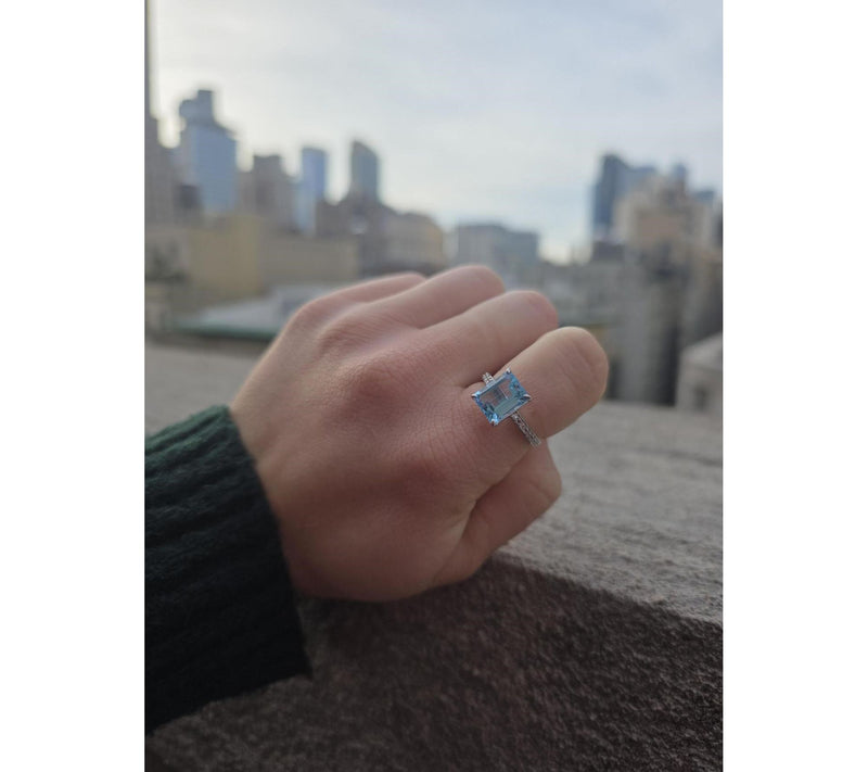 Affinity Gems Emerald Cut Solitaire Ring, Sterling Silver — View 4