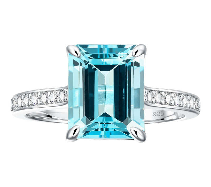 Affinity Gems Emerald Cut Solitaire Ring, Sterling Silver — View 10