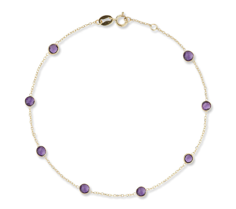 Italian Gold Dainty Gemstone Station Bracelet,14K — View 7