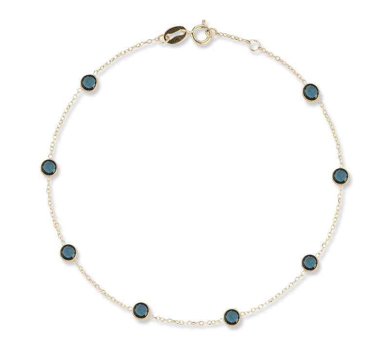 Italian Gold Dainty Gemstone Station Bracelet,14K — Main view
