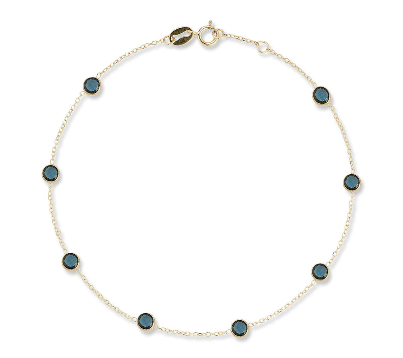 Italian Gold Dainty Gemstone Station Bracelet,14K — View 8
