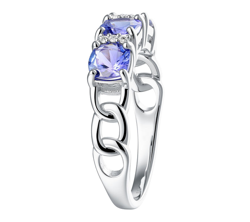 Affinity Gems 3-Stone Cushion Cut Gemstone Ring, Sterling — View 4