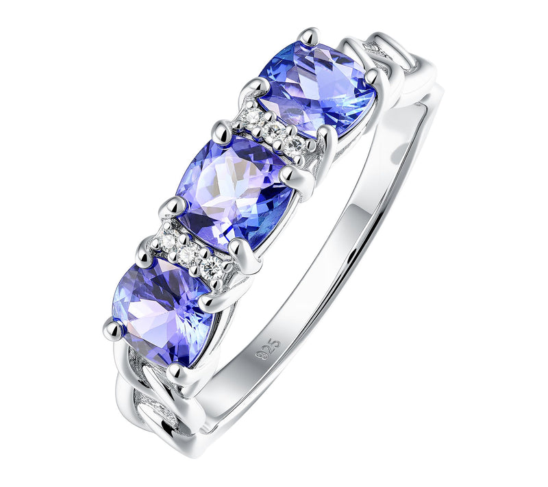 Affinity Gems 3-Stone Cushion Cut Gemstone Ring, Sterling — View 6