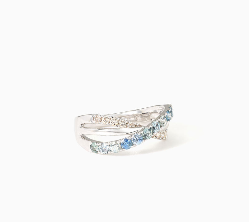 Gem Discoverer .94 ct Montana Sapphire Cross Over Ring, 14K White Gold — Main view