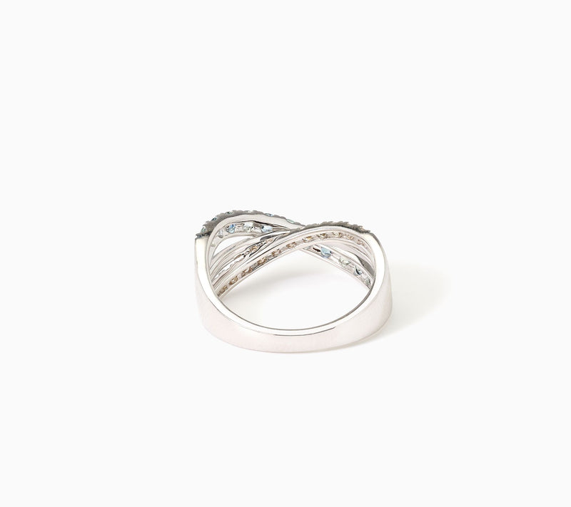 Gem Discoverer .94 ct Montana Sapphire Cross Over Ring, 14K White Gold — View 3