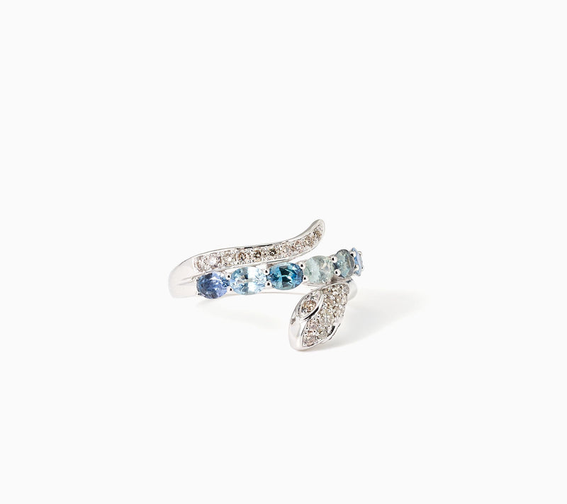 Gem Discoverer 1.54 ct Montana Sapphire Bypass Snake Ring, 14K Gold — Main view