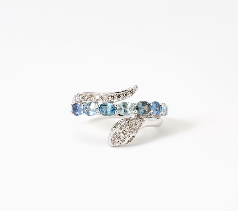 Gem Discoverer 1.54 ct Montana Sapphire Bypass Snake Ring, 14K Gold — View 2