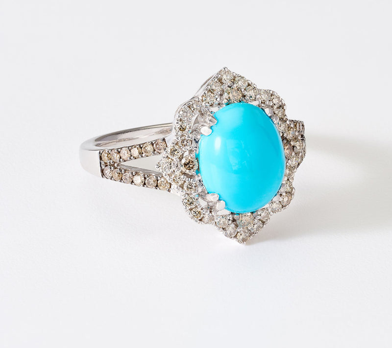 Gem Discoverer Turquoise Floral Motif Ring, Sterling Silver — Main view