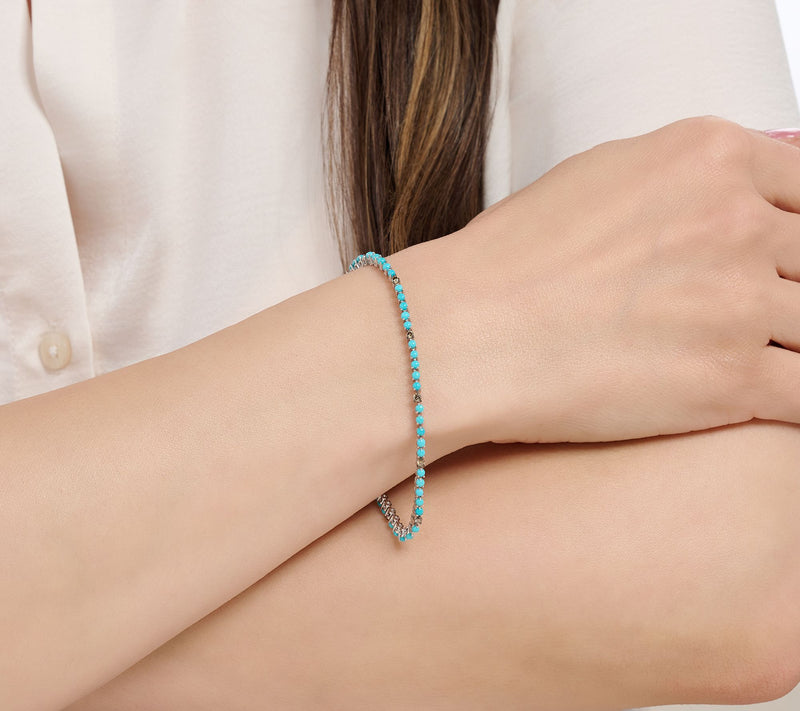 Gem Discoverer Turquoise & Chocolate Diamond Bracelet, Sterl — View 4