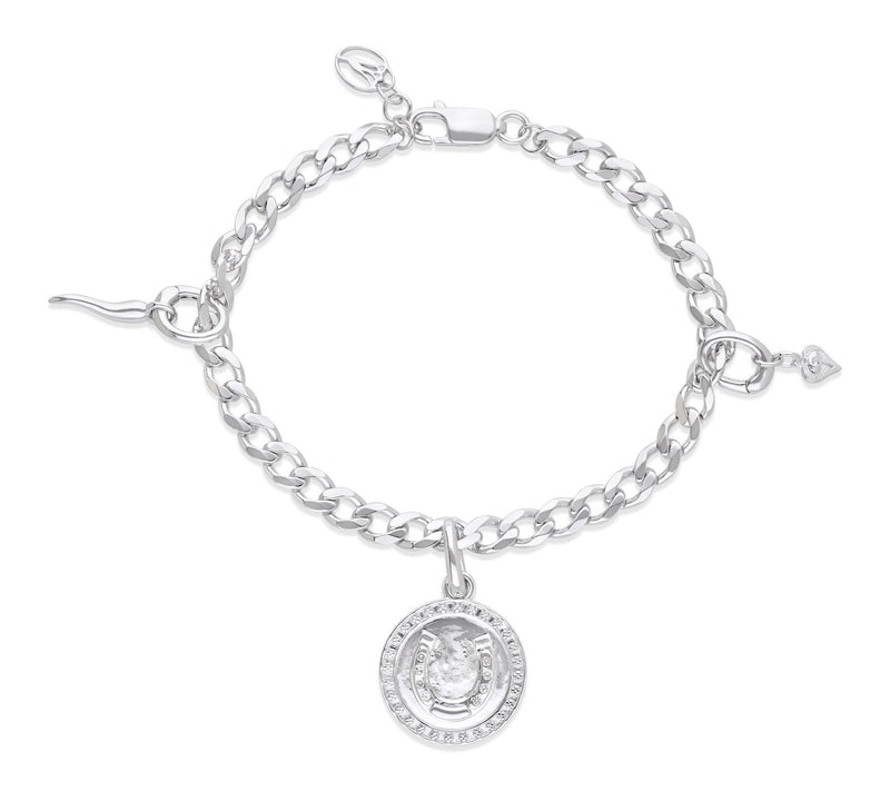 Goddaughters Sterling Silver White Topaz LuckyCharm Bracelet — Main view