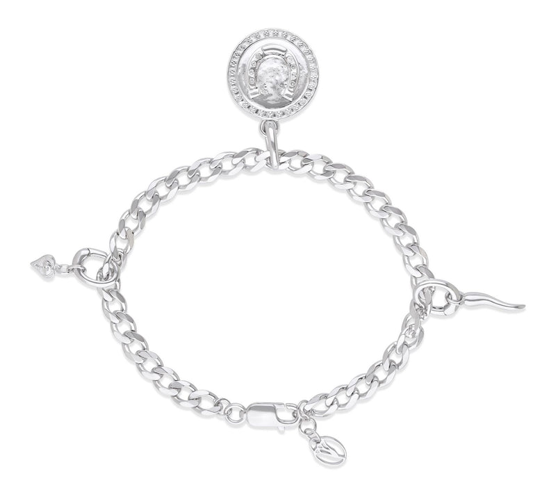Goddaughters Sterling Silver White Topaz LuckyCharm Bracelet — View 2