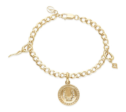 Goddaughters 14K Gold Clad White Topaz Lucky Charm Bracelet