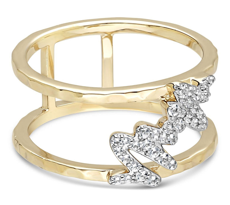 Goddaughters 14K Gold Clad White Topaz Effort Ring — View 2
