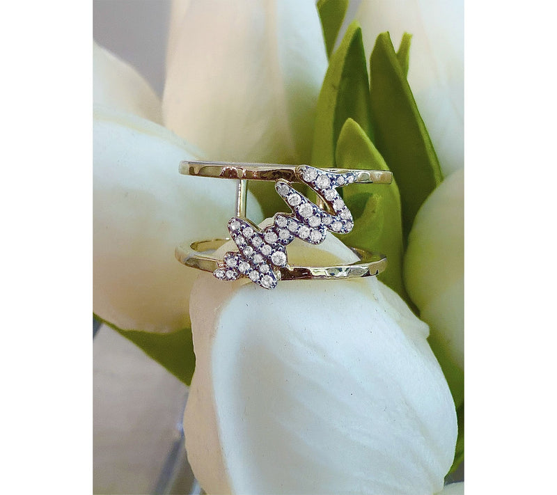 Goddaughters 14K Gold Clad White Topaz Effort Ring — View 4