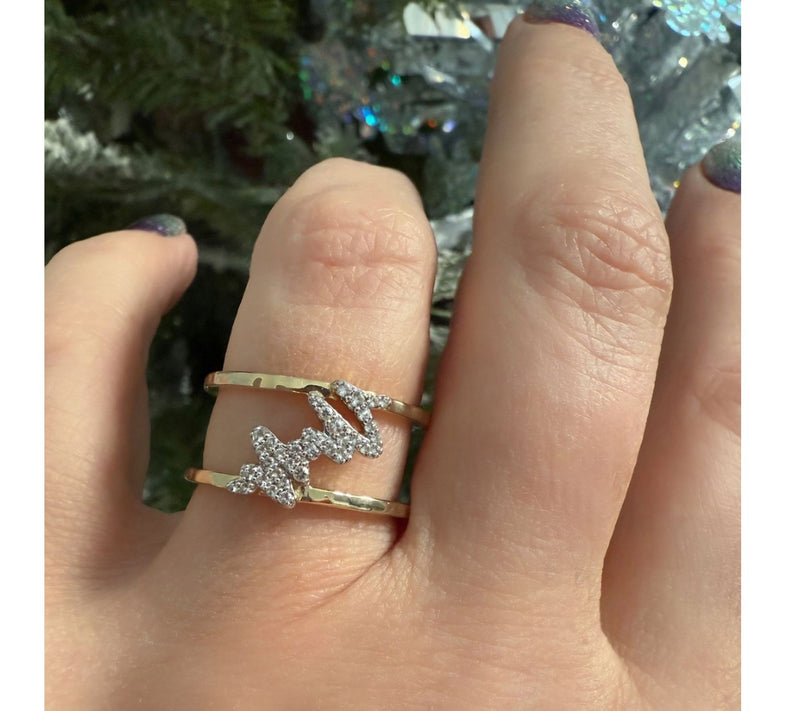 Goddaughters 14K Gold Clad White Topaz Effort Ring — View 5