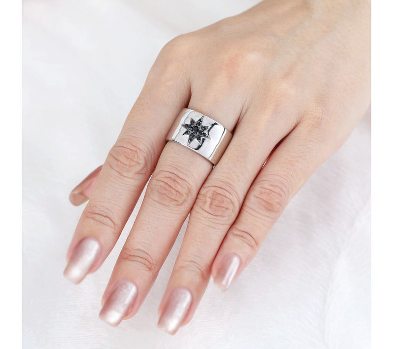 Margo Manhattan Sterling Silver Black Spinel Cassi Ring — View 5