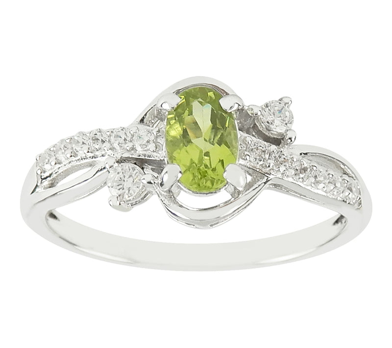 Diamonique & Peridot Special Occasion Ring, Sterling Silver — View 2