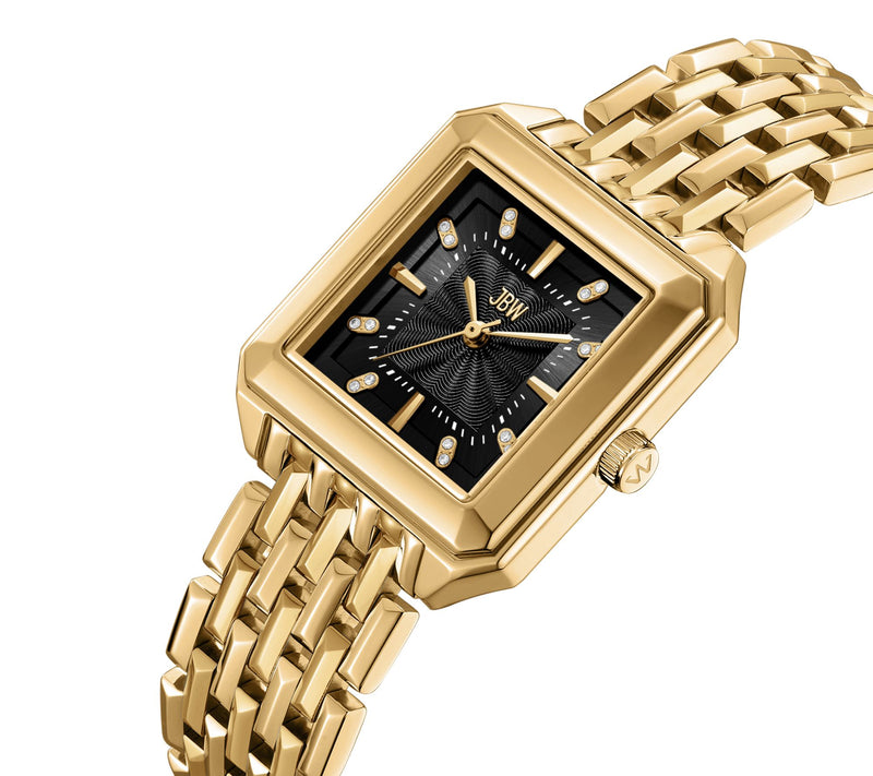 JBW Women's Astra 18K Gold Plated Crystal BlackDial Watch — View 3