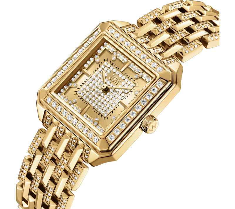 JBW Women's Astra 18K Gold Plated Crystal Square Dial Watch — View 3