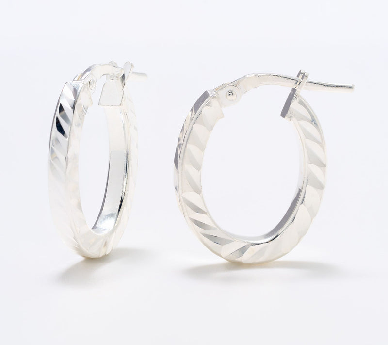 UltraFine 950 Silver Diamond Cut 3/4" Hoop Earrings — View 4