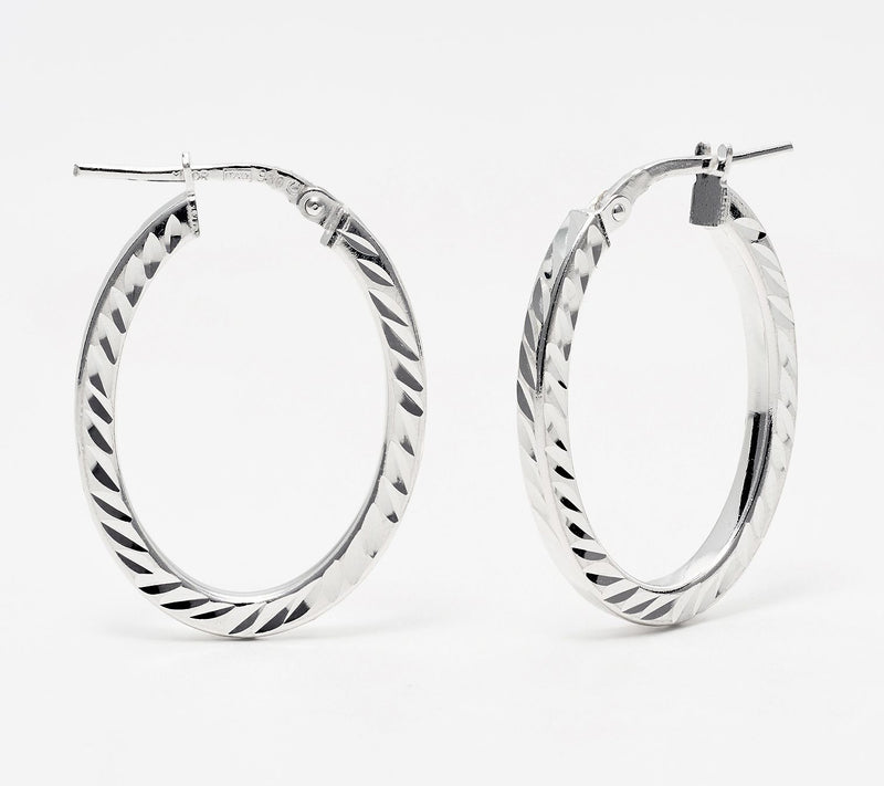 UltraFine 950 Silver Diamond Cut 1" Hoop Earrings — View 2