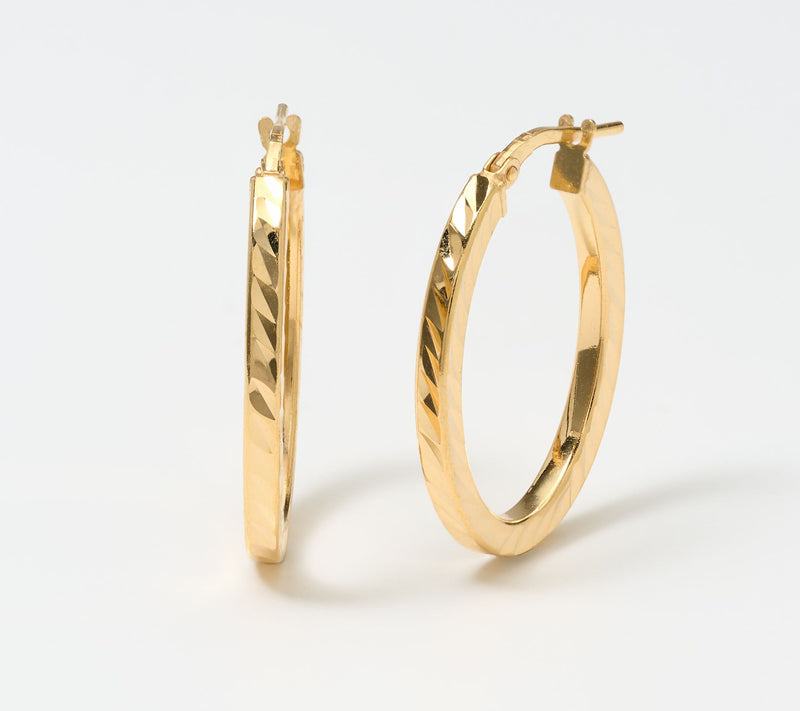 UltraFine 950 Silver Diamond Cut 1" Hoop Earrings — View 9