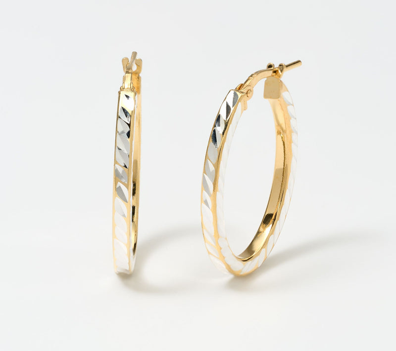 UltraFine 950 Silver Diamond Cut 1" Hoop Earrings — View 10