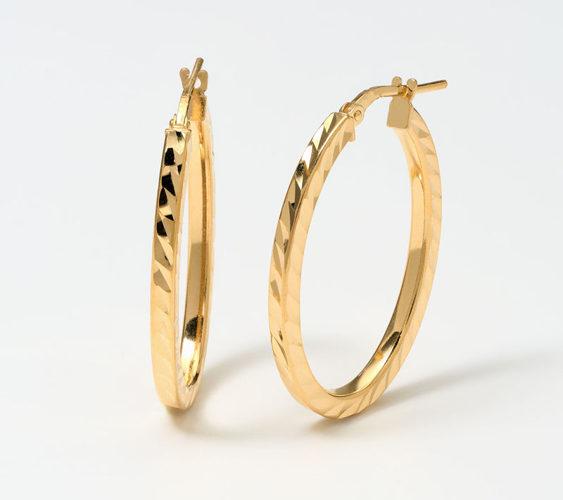 UltraFine 950 Silver Diamond Cut 1 1/4" Hoop Earrings — View 8