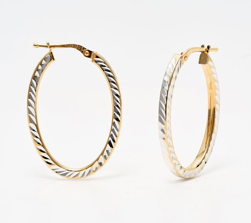 UltraFine 950 Silver Diamond Cut 1 1/4" Hoop Earrings — View 2