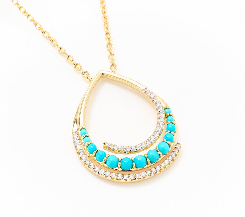 Affinity Gems Cabochon Sleeping Beauty Turquoise & White Necklace — Main view