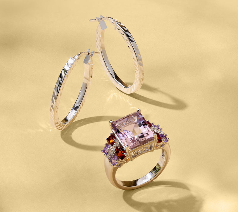 Affinity Gems Octagon Ametrine Center with Accents Ring, Sterling — View 7