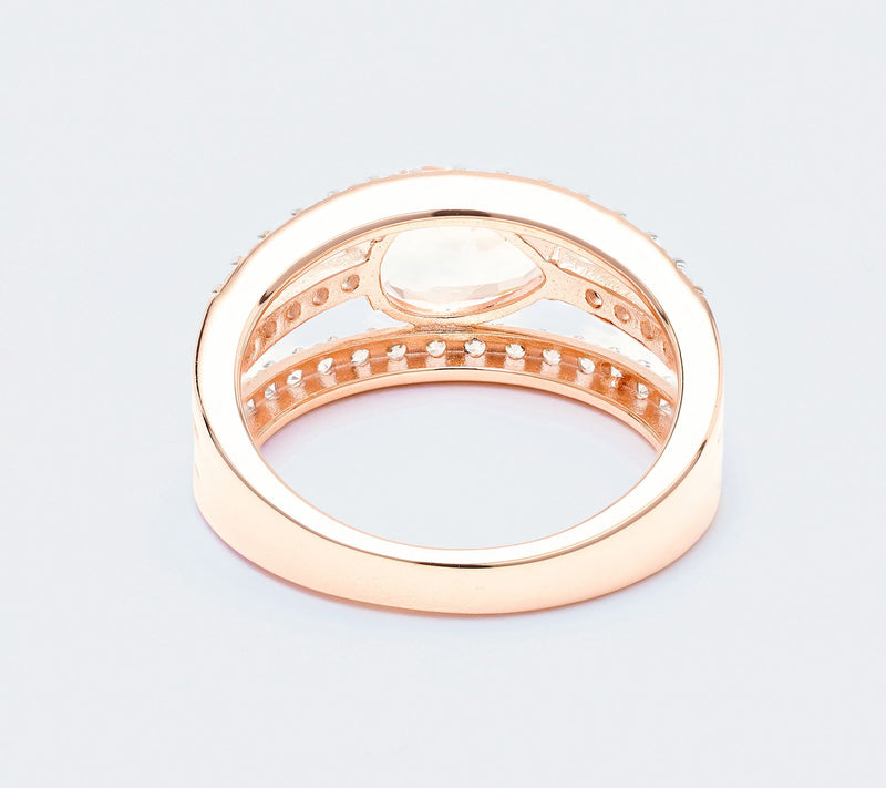 Affinity Gems Pear Shaped Morganite 3-Row Ring, Sterling — View 4
