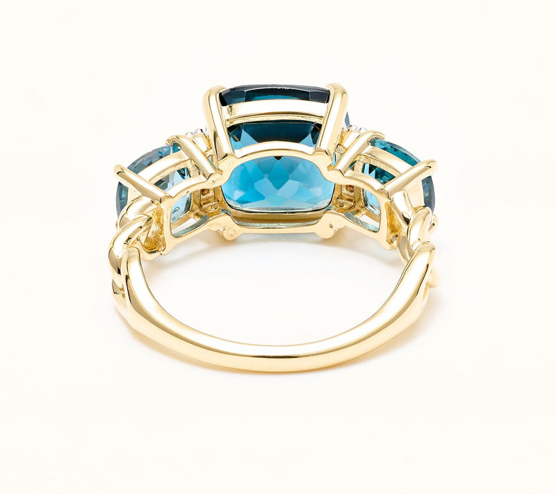 Affinity Gems Triple Cushion London Blue Topaz Statement Ring, Sterling — View 3