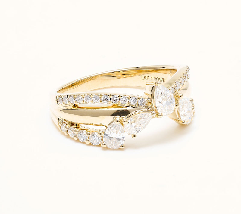 Fire Light Lab Grown Diamonds 1 cttw 3 Row Ring, 14K — View 8