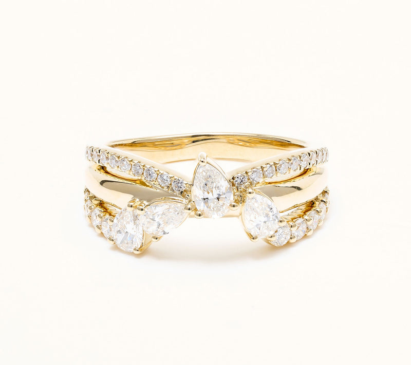 Fire Light Lab Grown Diamonds 1 cttw 3 Row Ring, 14K — View 2