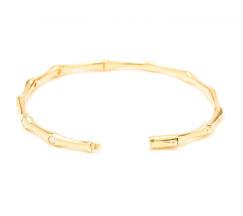 Fire Light Lab Grown Diamond 0.5cttw Bamboo Bangle, Sterl — View 8