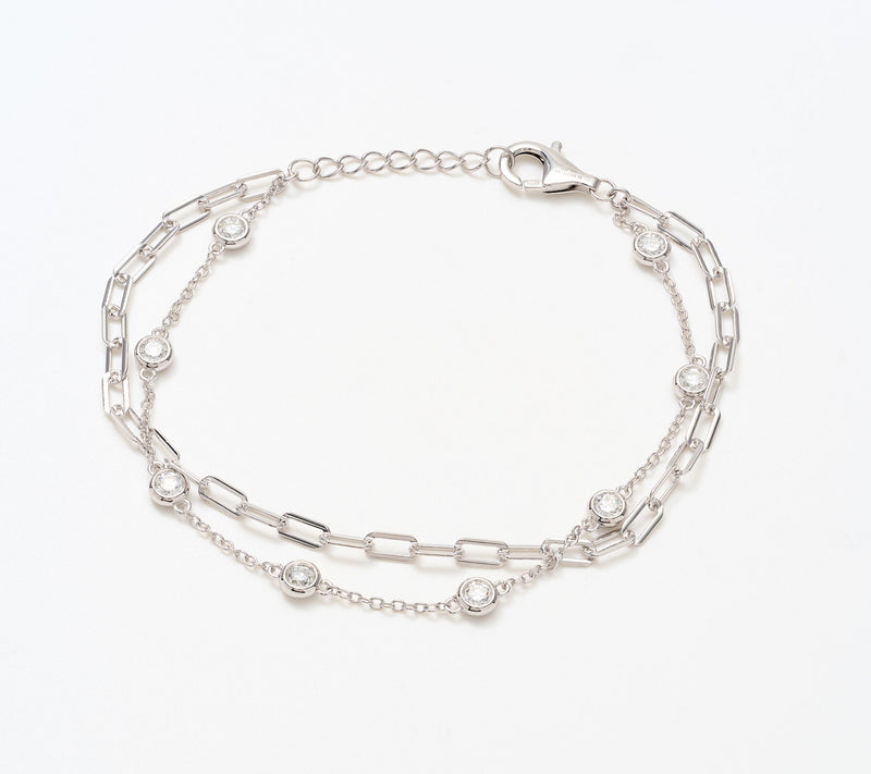 Fire Light Lab Grown Diamonds 1.28 cttw 2 Chain Bracelet, Sterl — View 5