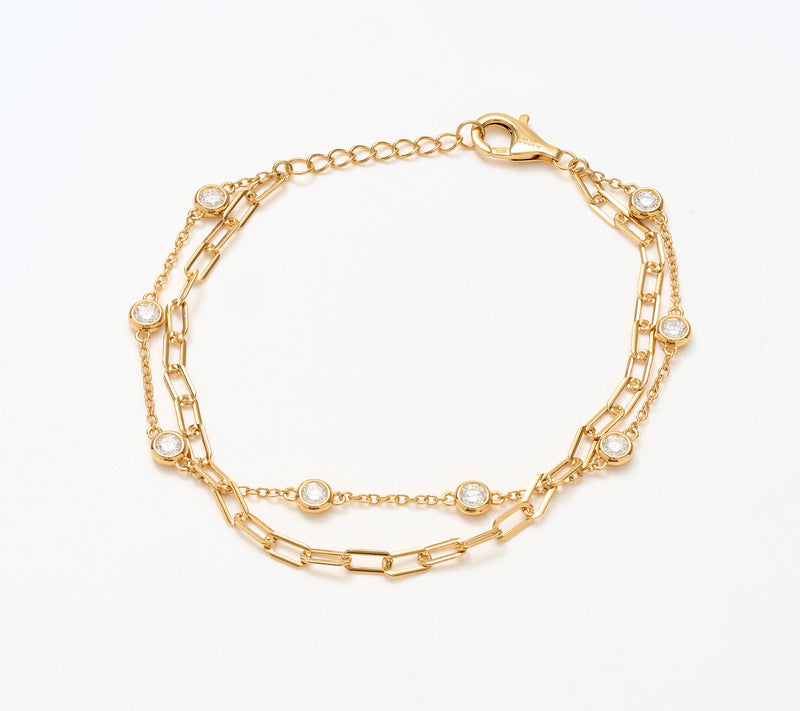 Fire Light Lab Grown Diamonds 1.28 cttw 2 Chain Bracelet, Sterl — View 3