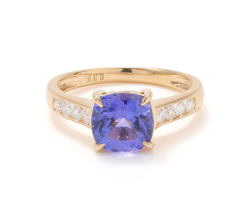 Pure Tanzanite by Jeff Moseley 1.75 cttw Cushion Cut Ring, 18K — Main view