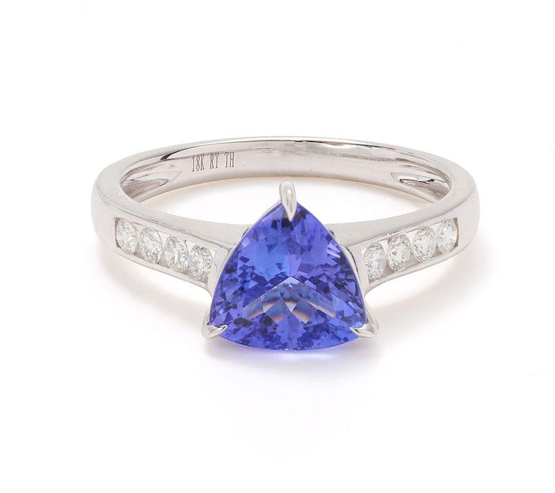 Pure Tanzanite by Jeff Moseley 1.75 cttw Trillion Cut Ring, 18K Gold — Main view